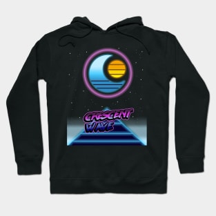 Retrowave Crescent Moon (transparent) Hoodie